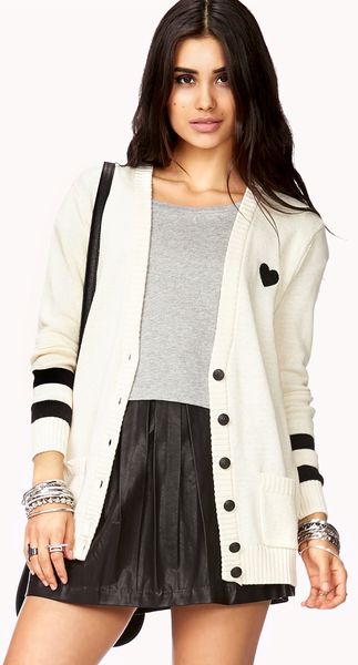 Forever 21 Prep School Varsity Sweater in Black (Creamblack)