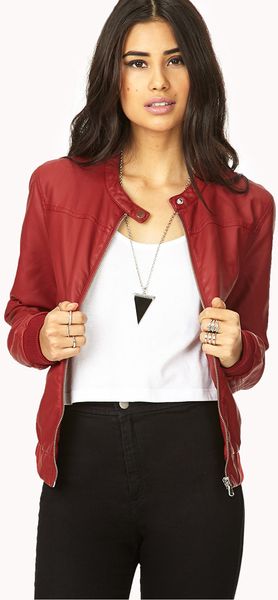 Forever 21 Casualchic Faux Leather Jacket in Red - Lyst Forever 21 Casualchic Faux Leather Jacket in Red - Lyst