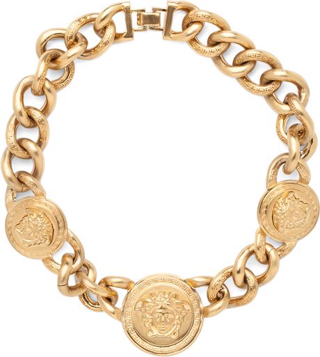 Versace 3 Pendent Necklace in Gold