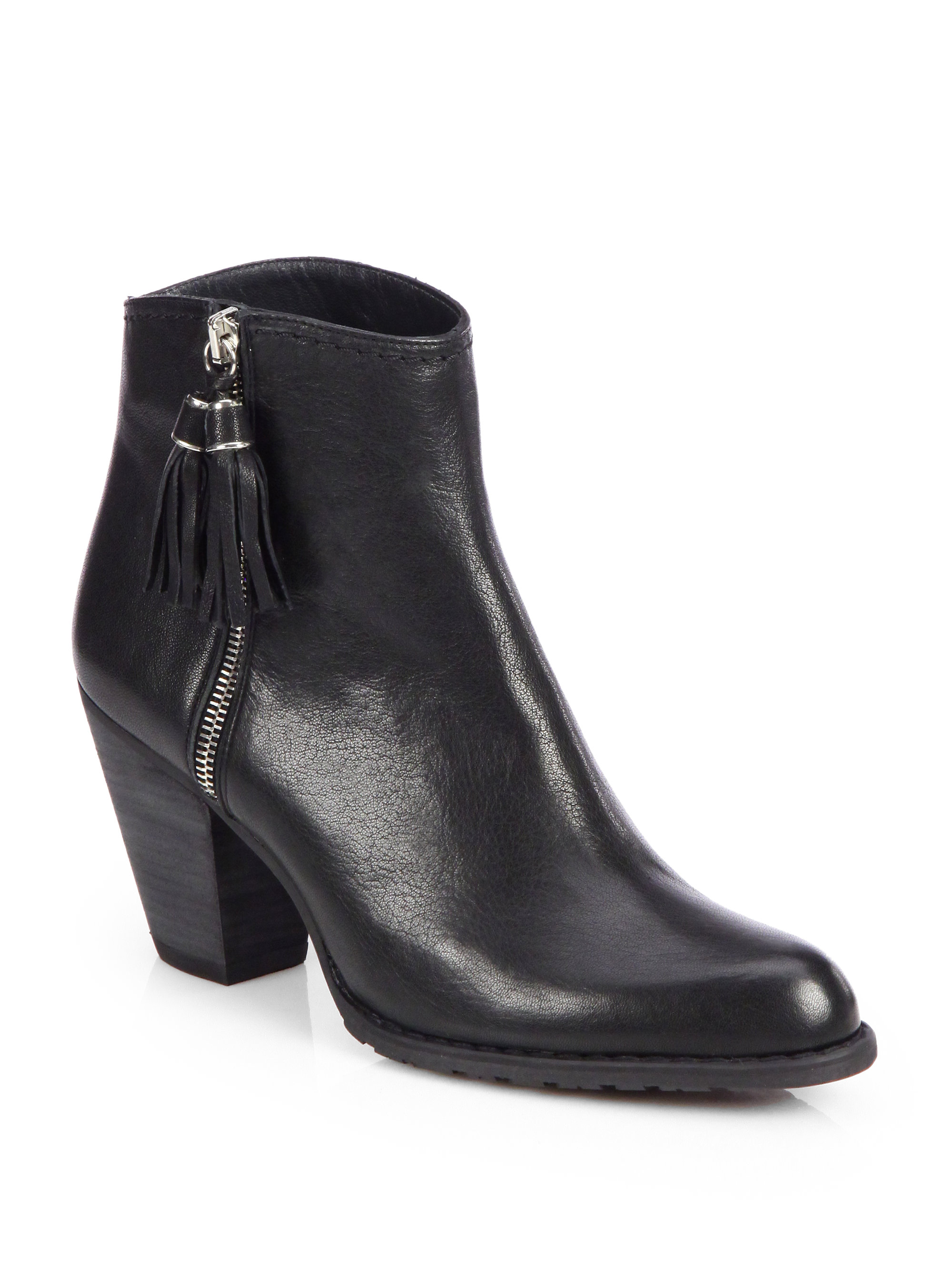 Stuart Weitzman Nuprancing Leather Tassel Ankle Boots in Black Lyst