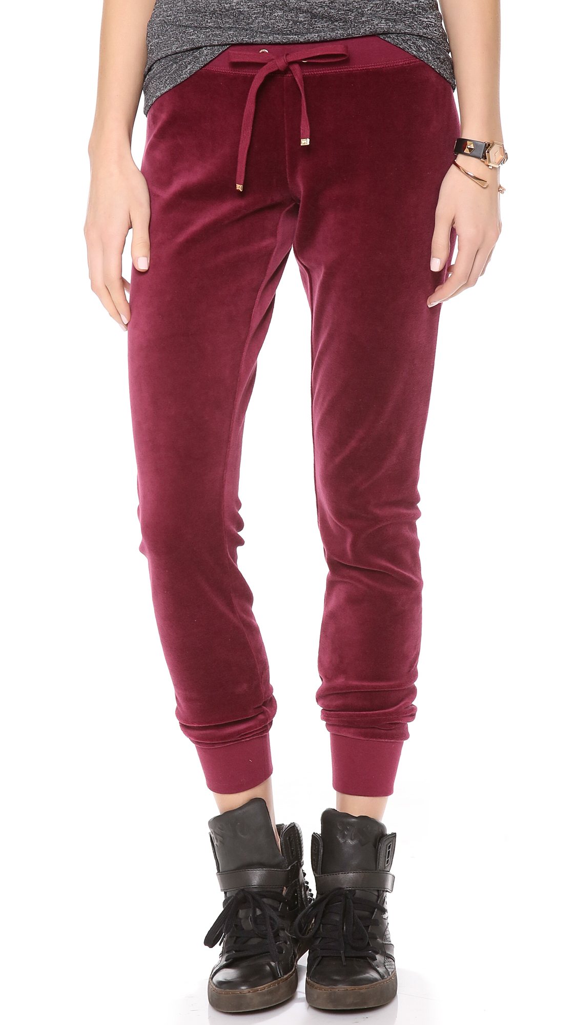 black wine track pants