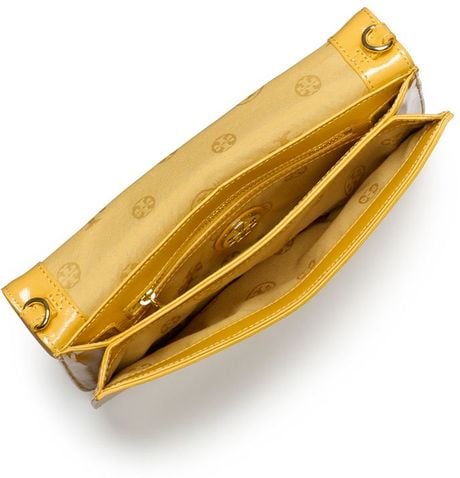 tory burch yellow clutch