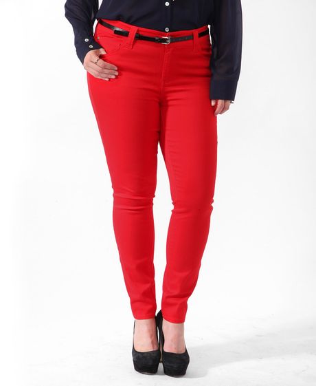Forever 21 Colored Skinny Jeans in Red
