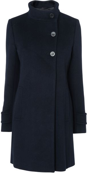 womens navy funnel neck coat
