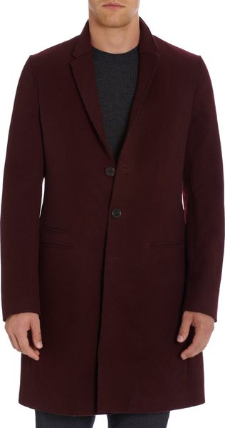 Neil Barrett Slim Tailored Fit Single Breasted Overcoat in Purple for