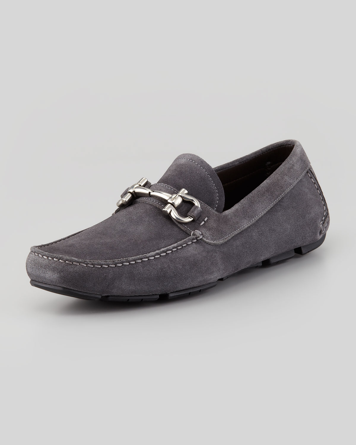 Ferragamo Parigi Suede Driver Gray in Gray for Men (GREY