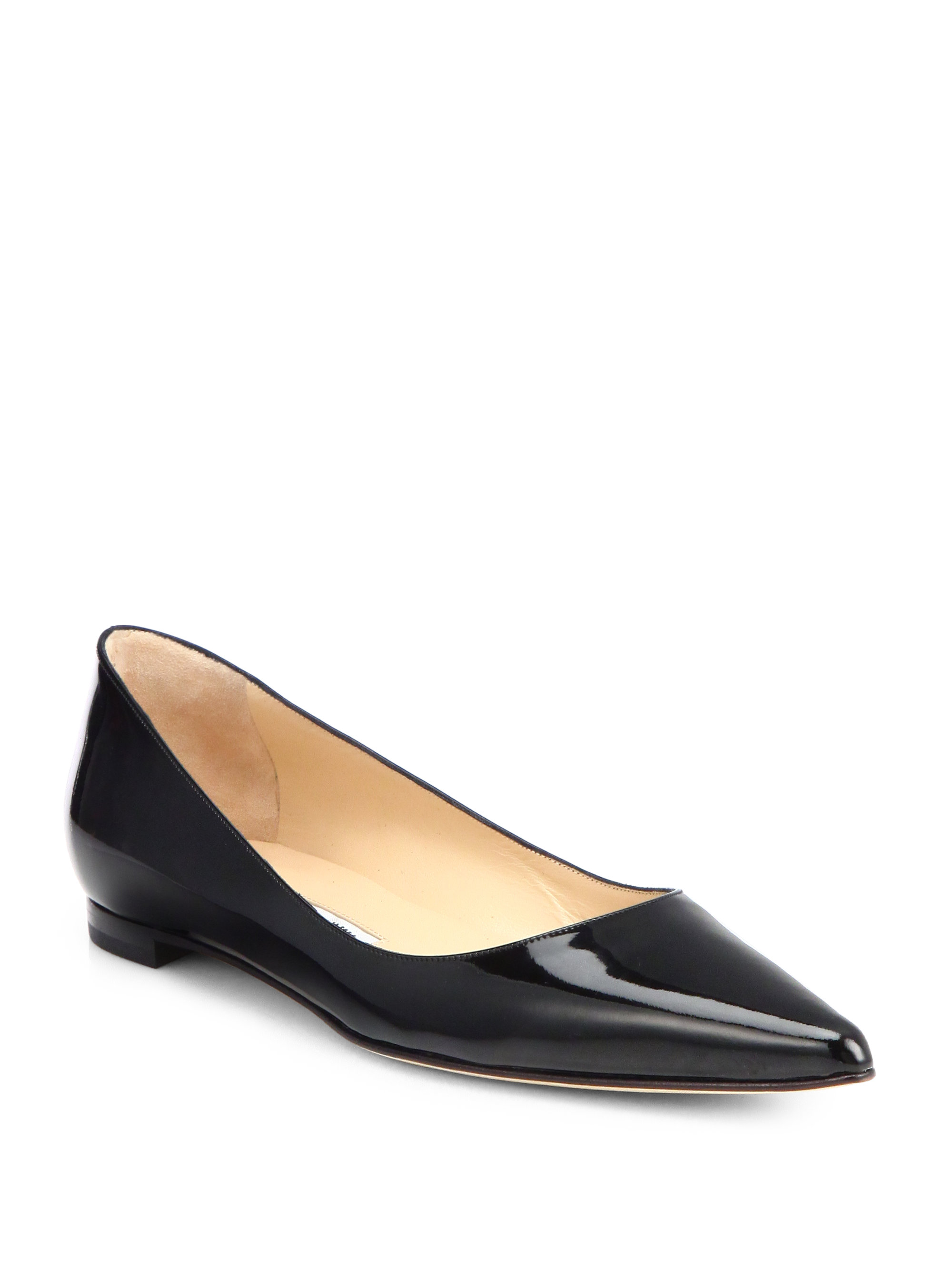 Manolo Blahnik Bb Patent Leather Ballet Flats In Black Lyst