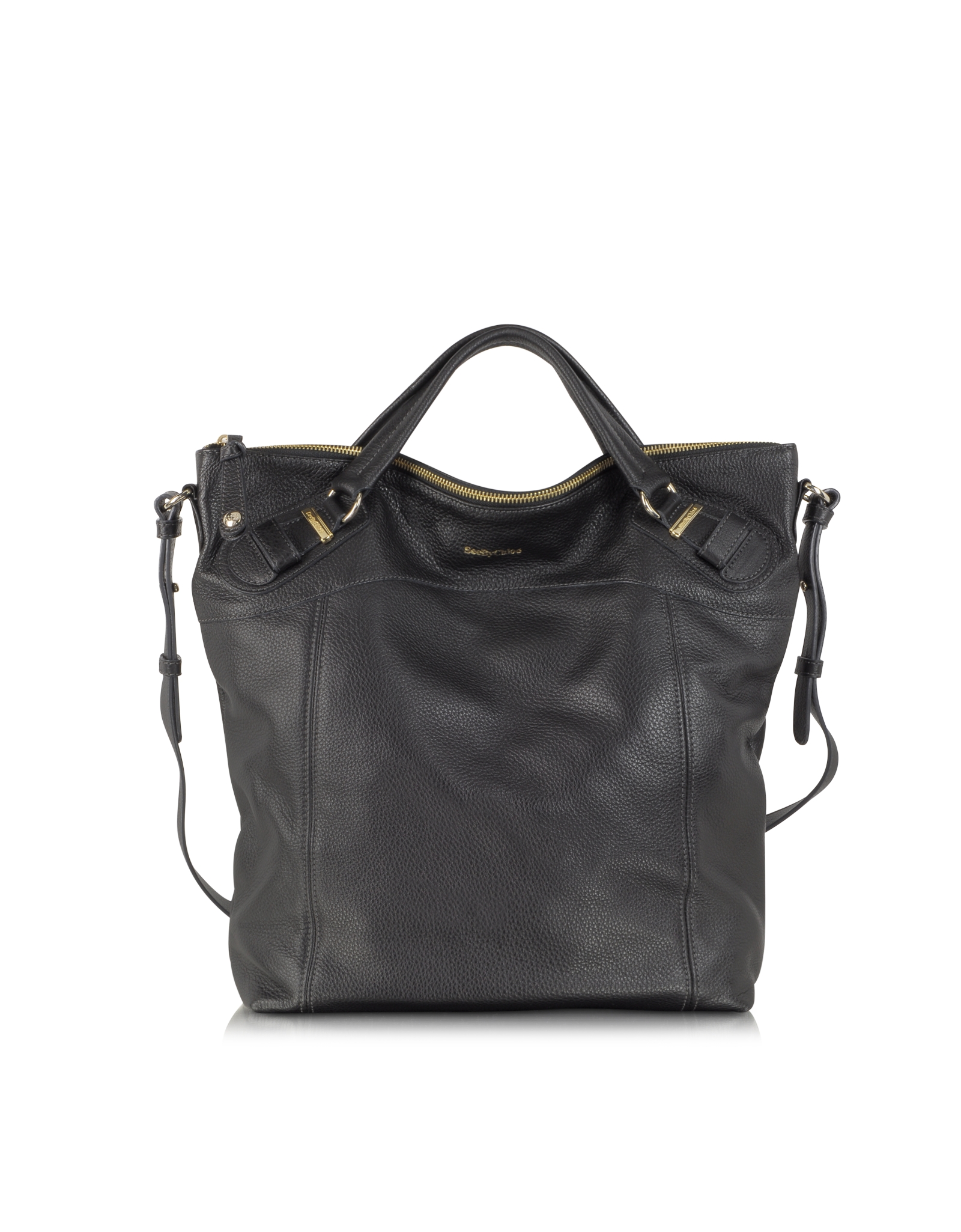 Chloé Black Leather Tote with Shoulder Strap in Black | Lyst