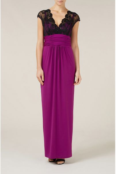 Alexon Lace Top Maxi Dress in Purple