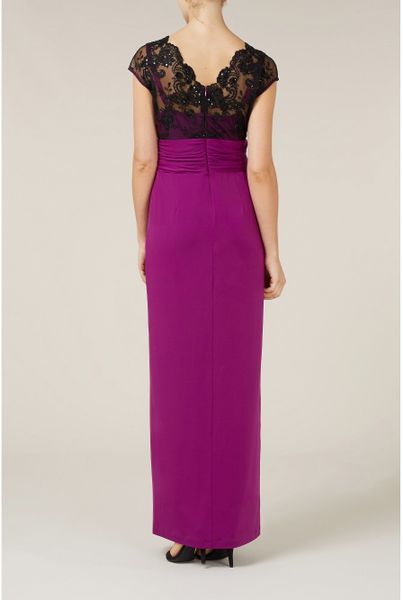 Alexon Lace Top Maxi Dress in Purple