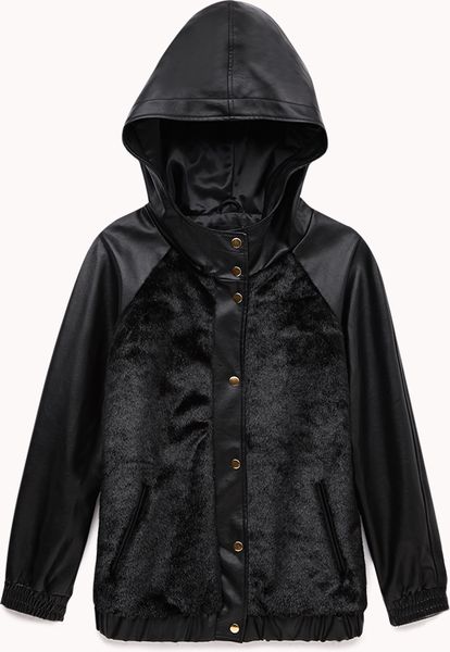 forever 21 faux fur hooded jacket