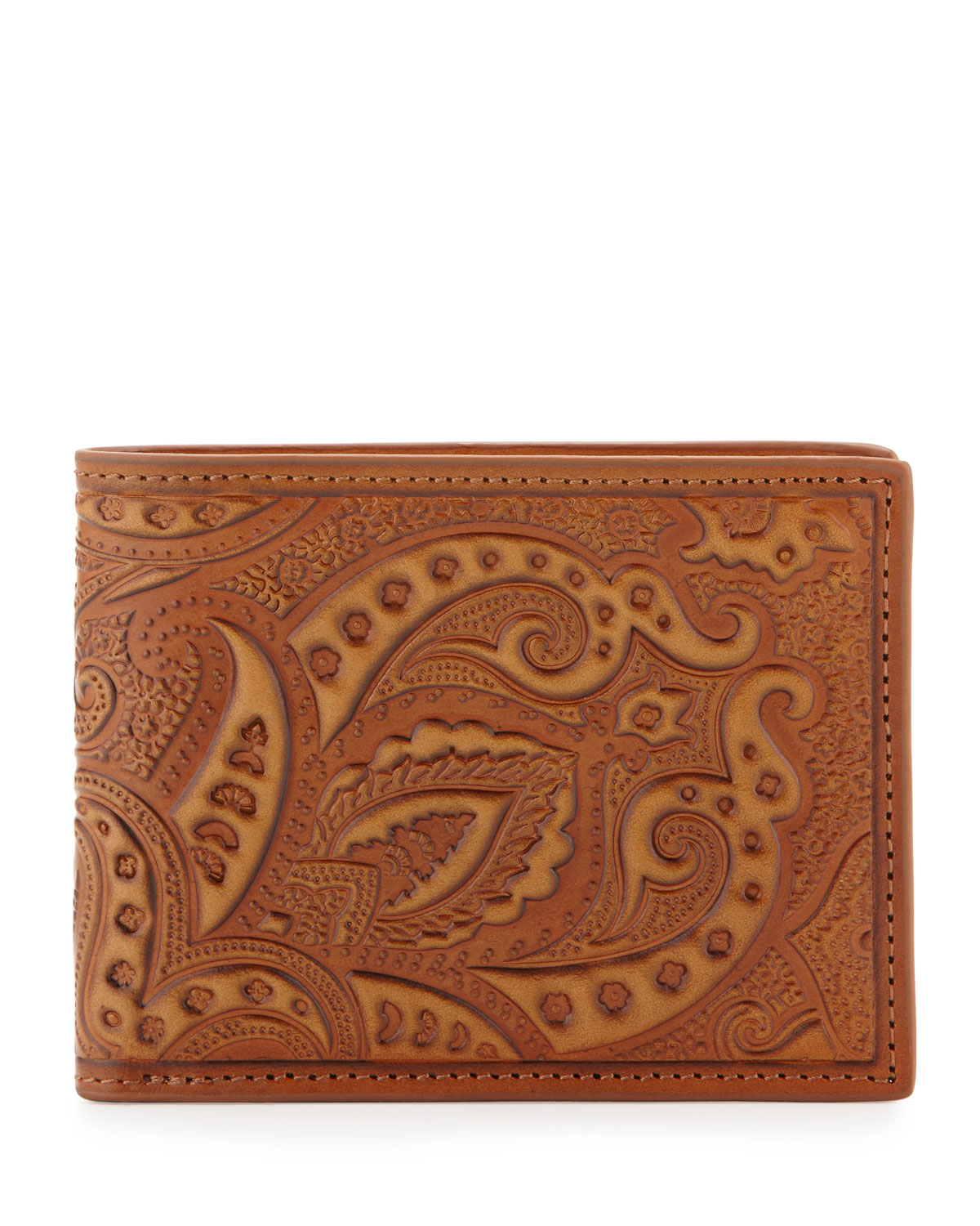 Robert Graham Tooled Paisley Leather Wallet Cognac in Brown for Men