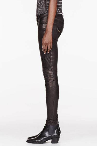 balmain leather leggings