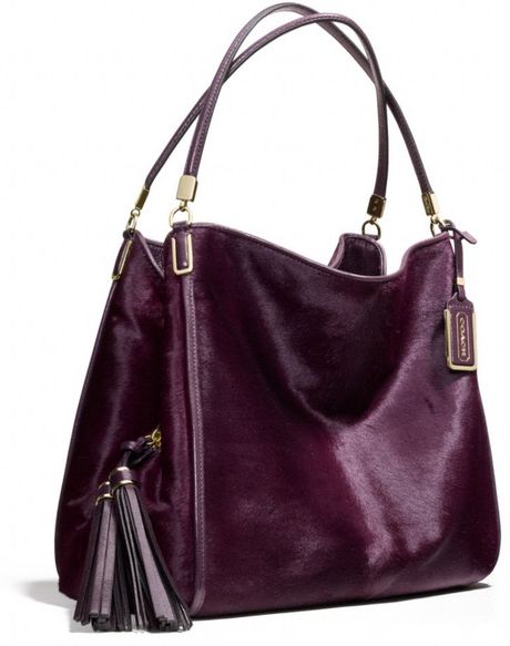 Coach Madison Phoebe Shoulder Bag in Mixed Haircalf in Purple (LIGHT ...