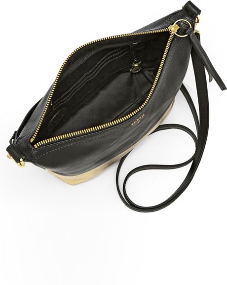 Fossil Sydney Metallic Crossbody Bag in Black