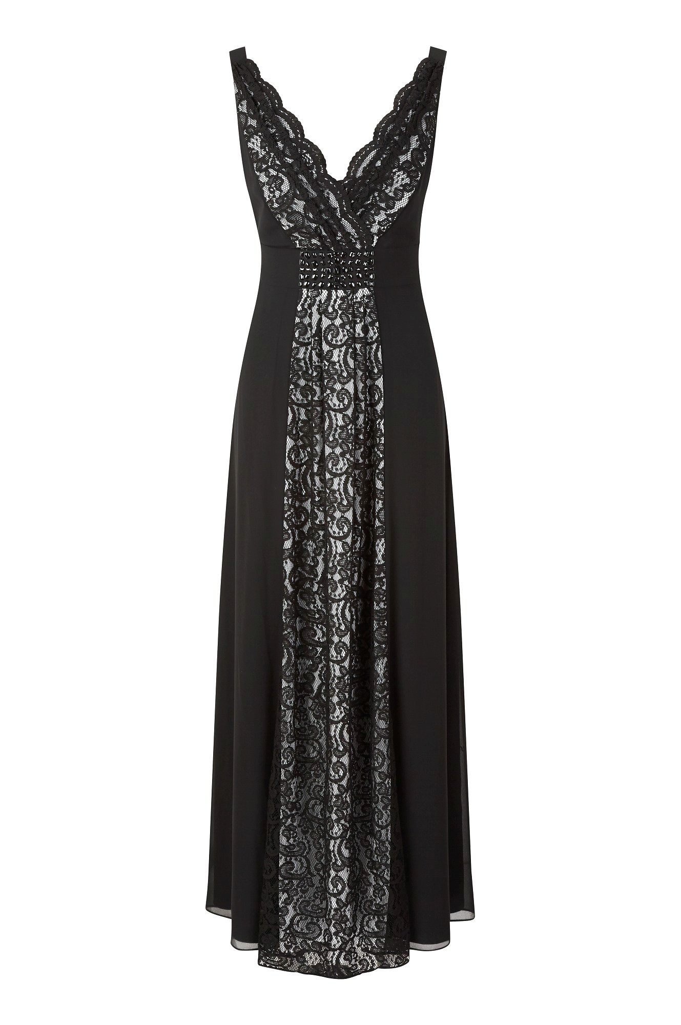 Jacques Vert Lace Panel Maxi Dress in Black | Lyst