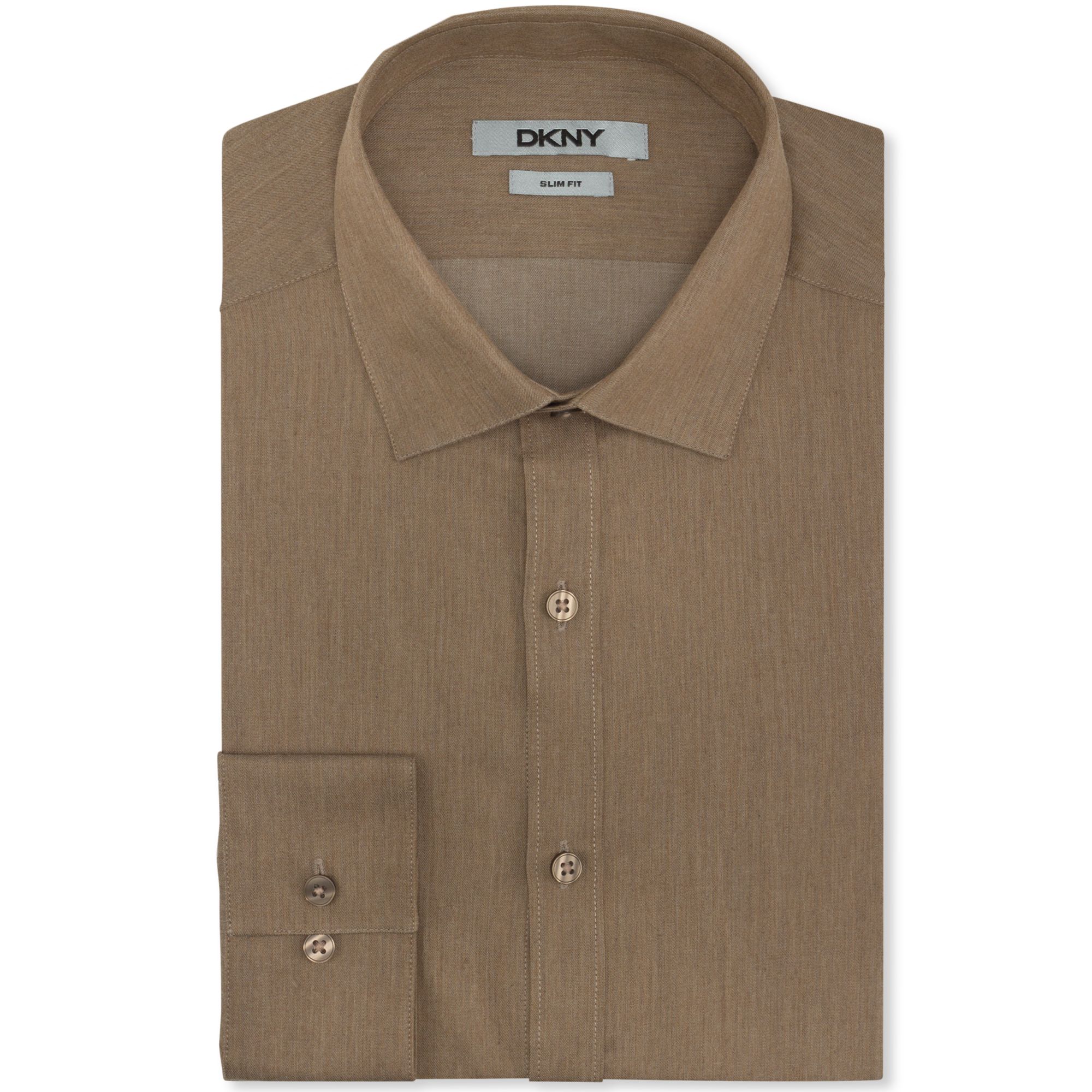 Dkny Slimfit Caramel Solid Longsleeved Shirt in Brown for Men (Caramel