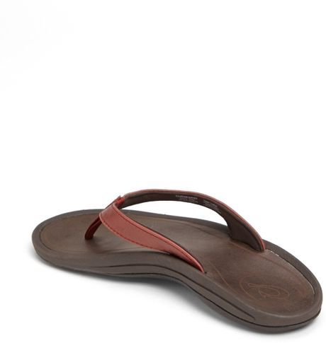 Olukai Kalupa Kai Leather Flip Flop in Brown (Picante French Roast ...