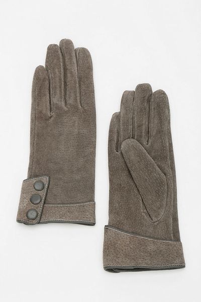 Urban Outfitters Suede Buttoned Glove in Gray (GREY) | Lyst