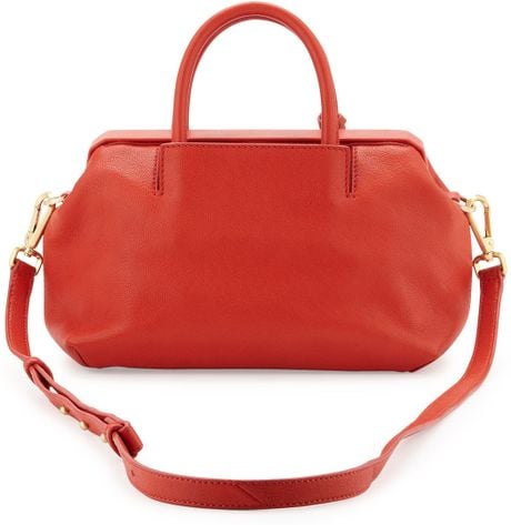 small red satchel bag