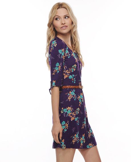 Forever 21 Belted Drawstring Dress in Purple (PURPLEJADE) Forever 21 Belted Drawstring Dress in Purple (PURPLEJADE)