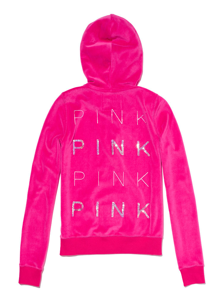 Victorias Secret Velour Zip Hoodie In Pink Bubblegum Pink Lyst