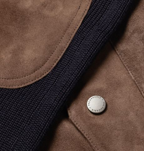 Faconnable Suede-front Cotton and Cashmere-blend Bomber Jacket in Brown for Men (Blue) | Lyst