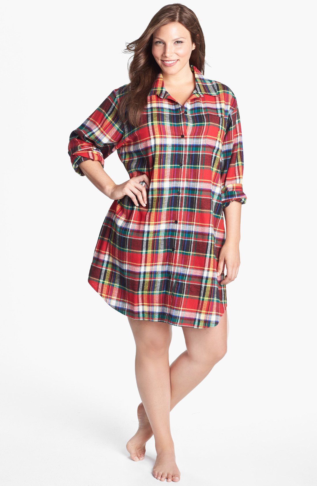 Lauren By Ralph Lauren Flannel Nightshirt in Red (Buchanen Holiday Red