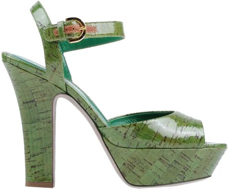 Sergio Rossi Platform Sandals in Green | Lyst