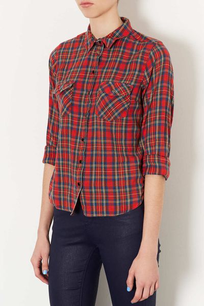 topshop red check shirt