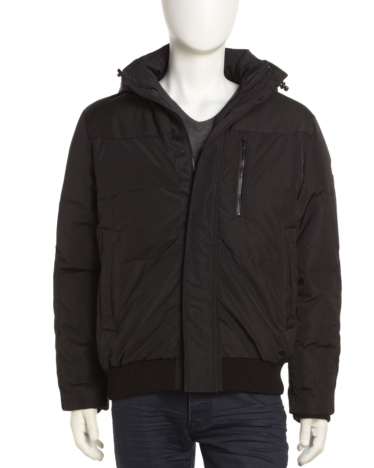 Tumi Puffer Hooded Bomber Jacket in Black for Men Lyst