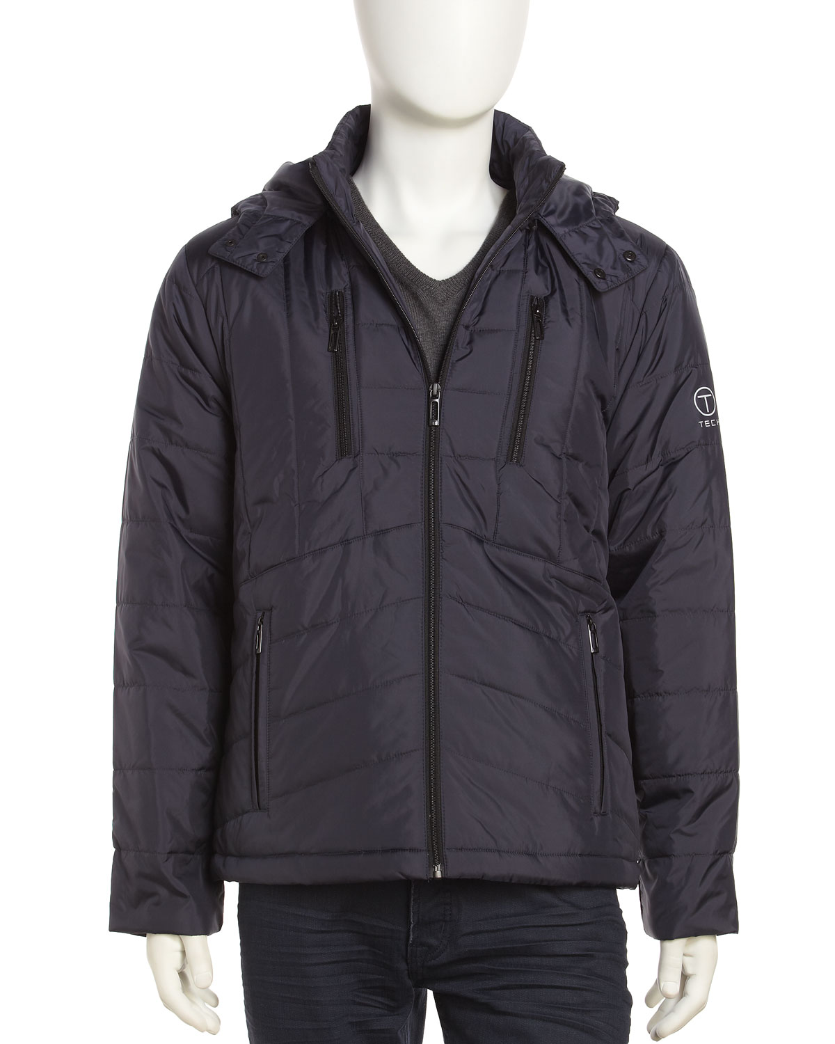 navy lightweight puffer jacket