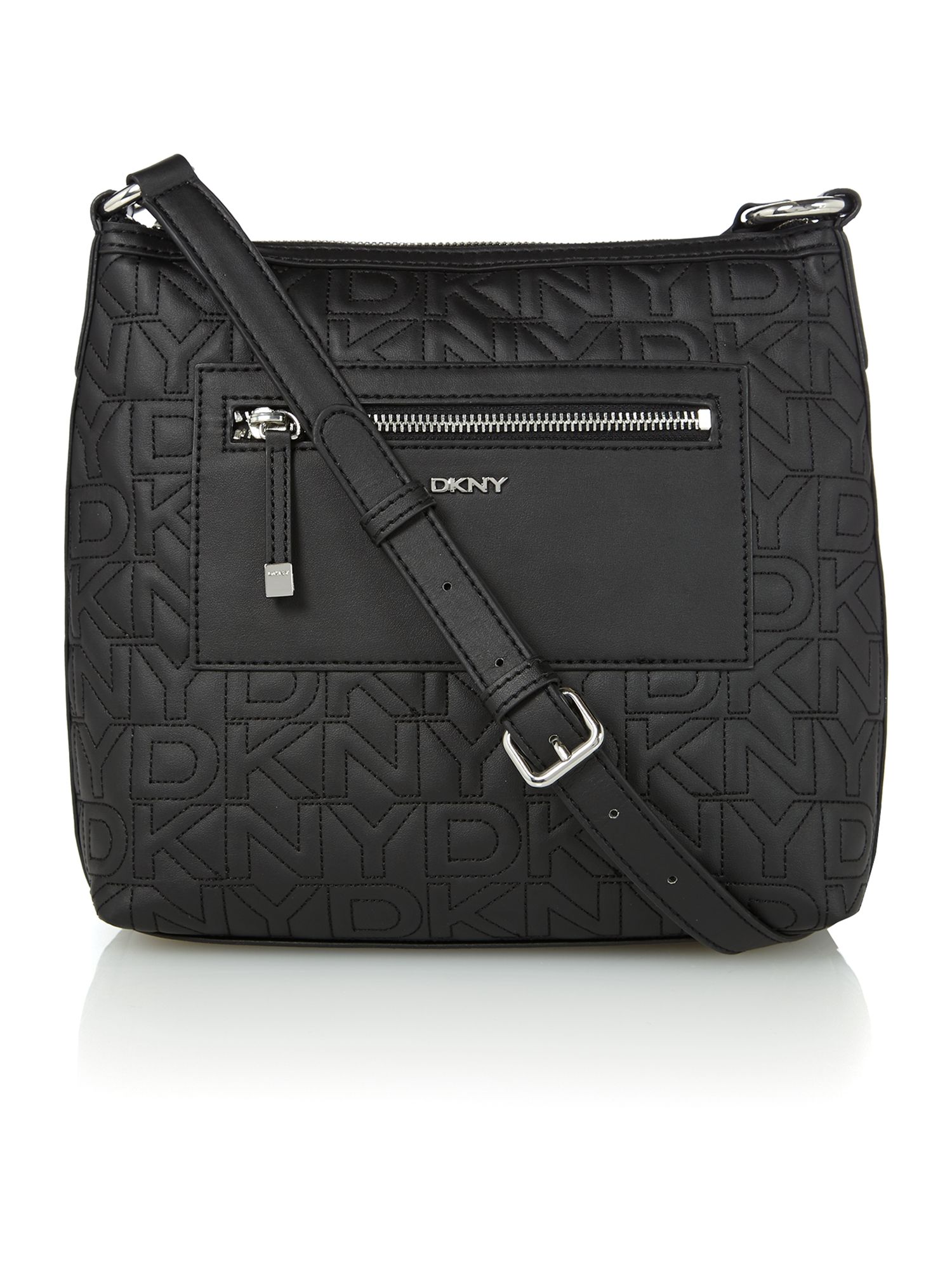 Dkny Black Quilted Logo Crossbody Bag in Black | Lyst