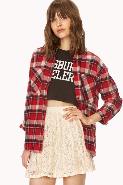 Forever 21 Rustic Plaid Flannel in Blue (REDBLUE) | Lyst