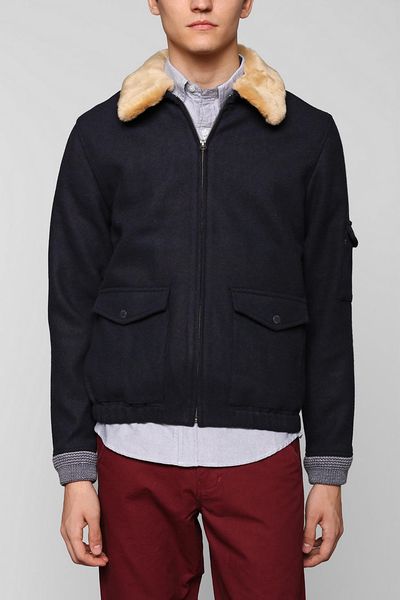 Urban Outfitters Native Youth Sherpa Collar Fighter Jacket in Blue for ...