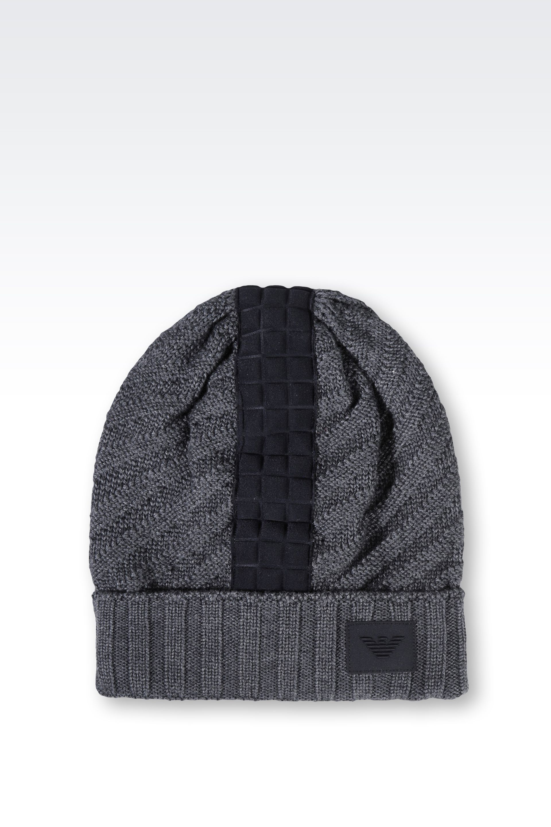 Emporio Armani Wool Hat with Jersey Appliques in Gray for Men (Lead) | Lyst