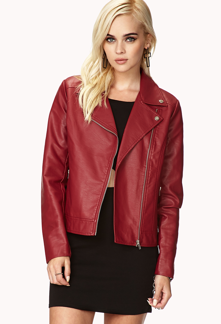 Forever 21 Jackets For Girls Priletai Com Forever 21 Chic Girl Moto Jacket In Red Lyst