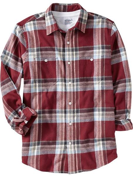 Old Navy Regularfit Flannel Shirts in Red for Men (Maroon Plaid ...