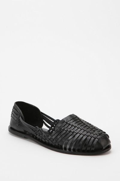Urban Outfitters Ecote Woven Leather Huarache Sandal in Black | Lyst
