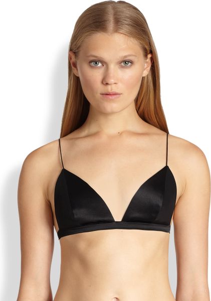 T By Alexander Wang Silk Satin Triangle Bra In Brown
