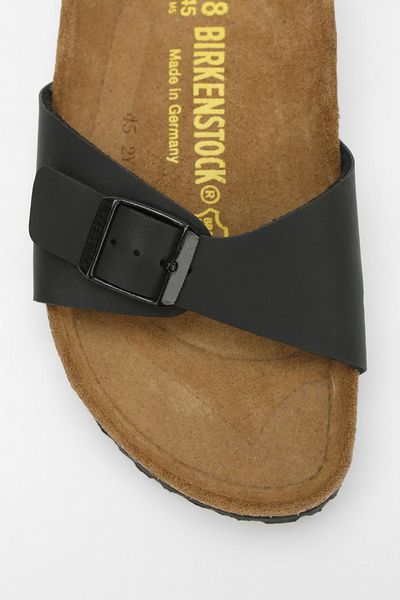 Birkenstock Madrid Patent Birko-Flor Slide Sandal in Black for Men ...