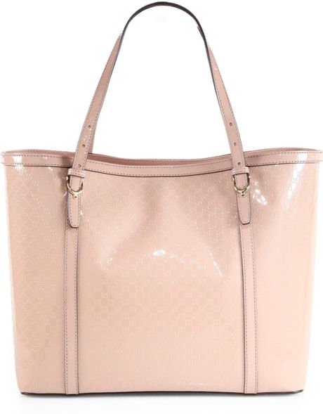 Gucci Nice Microssima Patent Leather Tote in Pink (BLUSH)