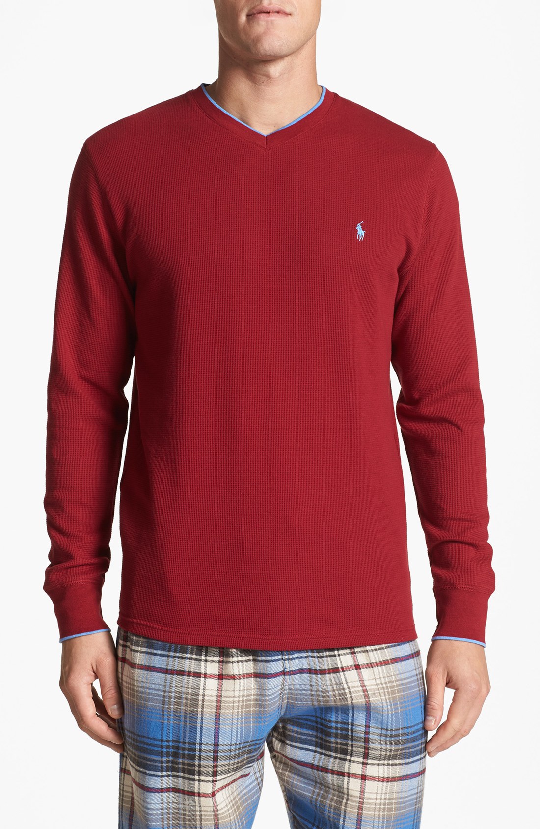 Polo Ralph Lauren Waffle Knit Lounge Shirt in Red for Men (Avenue Red
