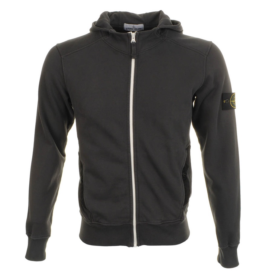 Stone Island Hooded Zip Top Jumper Dark in Gray for Men (Grey) Lyst