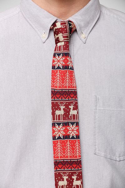 Urban Outfitters Reindeer Fair Isle Knit Tie in Red for Men | Lyst