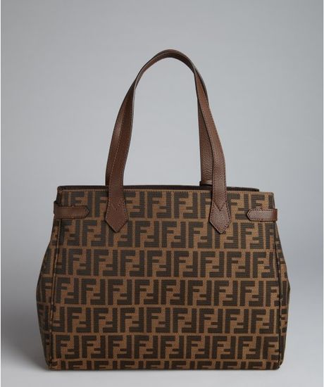 Fendi Brown Zucca Canvas And Leather Tote Bag in Brown | Lyst
