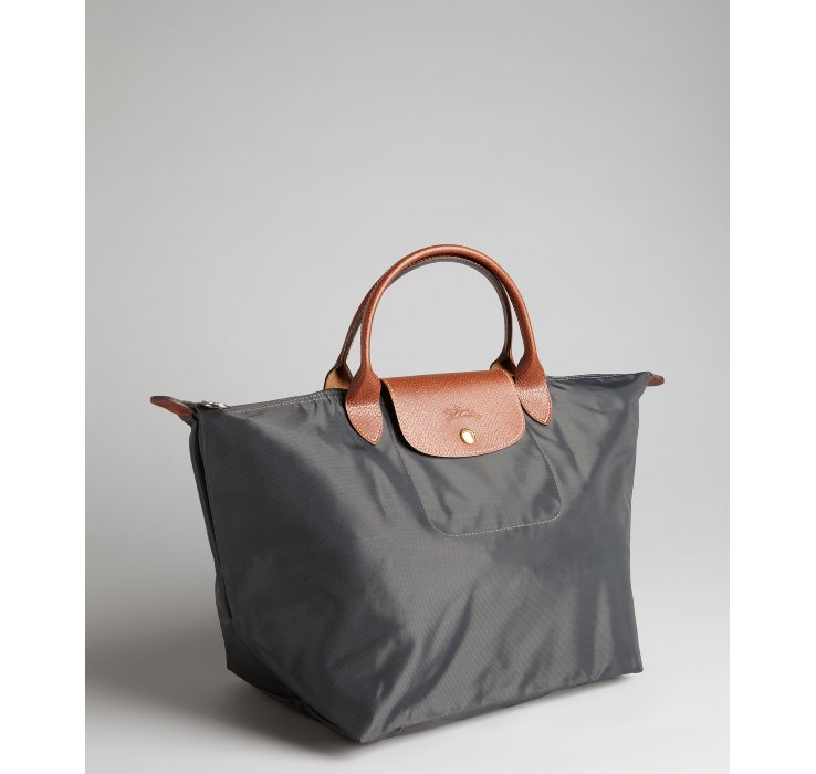 Longchamp Dark Grey Nylon Le Pliage Medium Folding Tote In Gray Grey