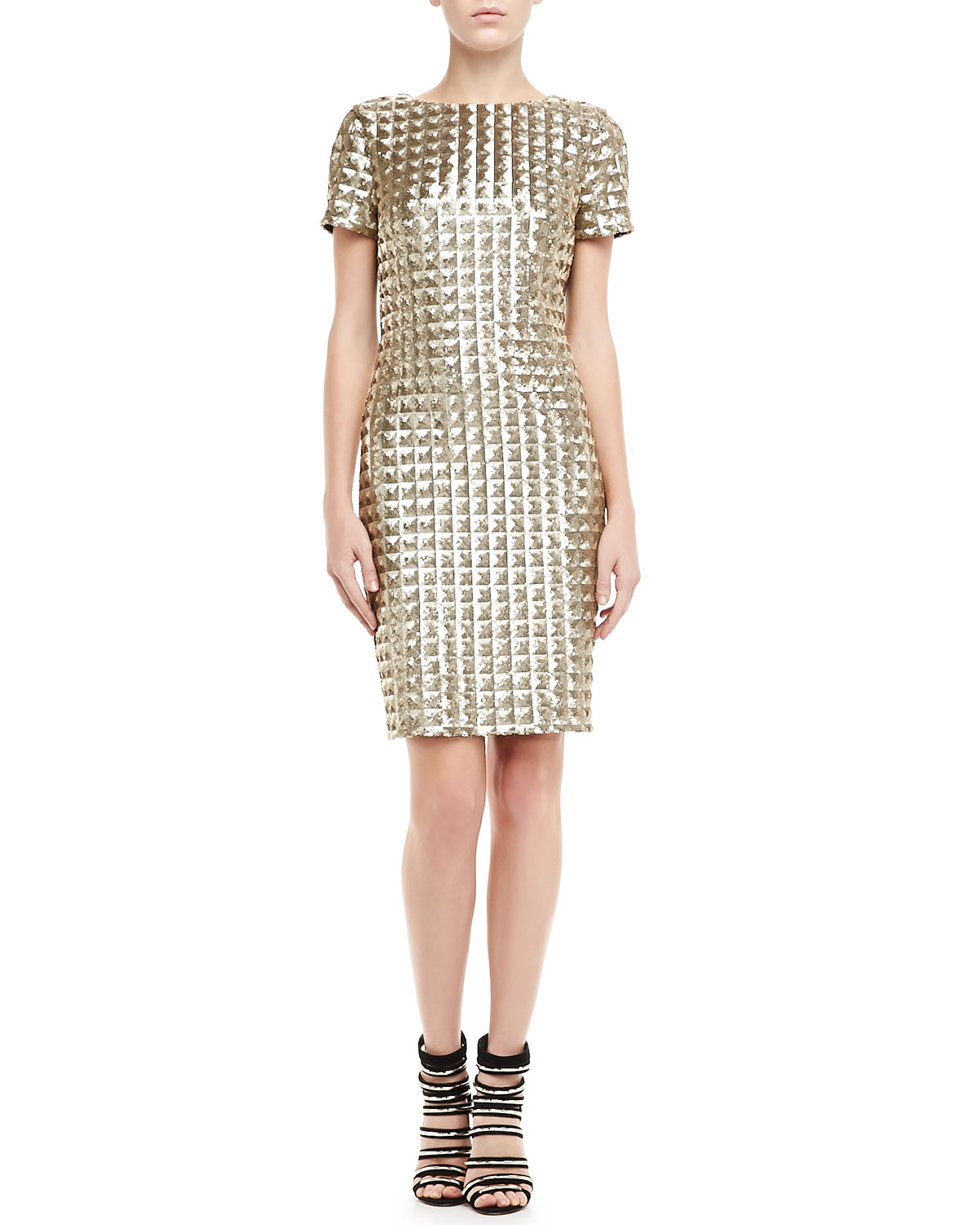 Ted Baker Tabie Shortsleeve Sequined Dress in Gold | Lyst