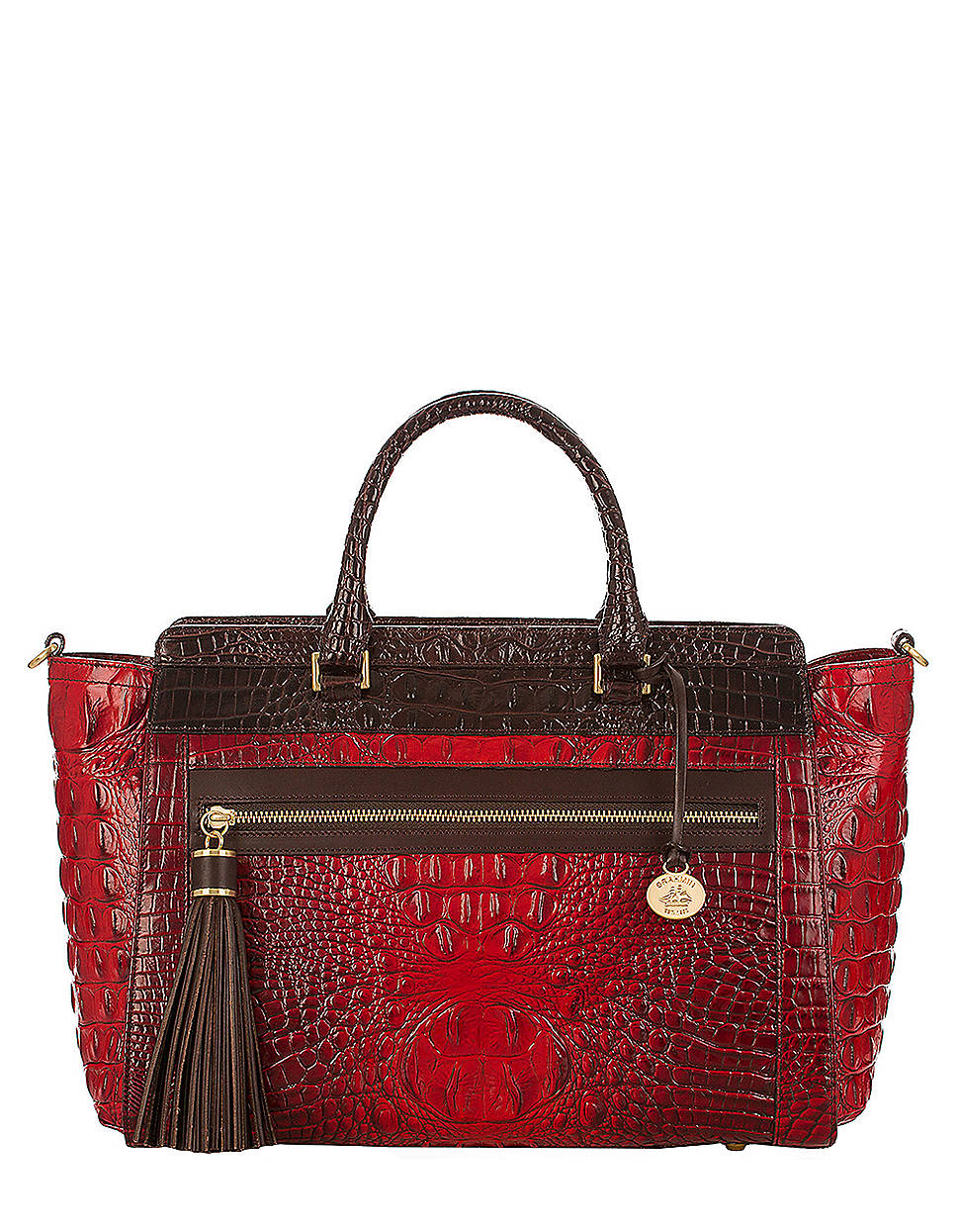 Brahmin Anna Tritexture Leather Satchel Bag in Red (ruby) Lyst