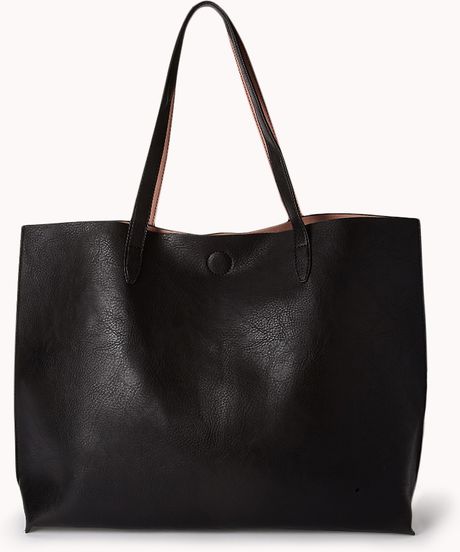 Forever 21 Everyday Faux Leather Tote in Black